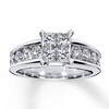 Thumbnail Image 1 of Previously Owned Diamond Engagement Ring 1-3/4 ct tw Princess & Round-cut 14K White Gold - Size 10.25