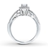 Thumbnail Image 2 of Previously Owned Diamond Engagement Ring 1/2 ct tw Princess & Round-cut 14K White Gold - Size 4