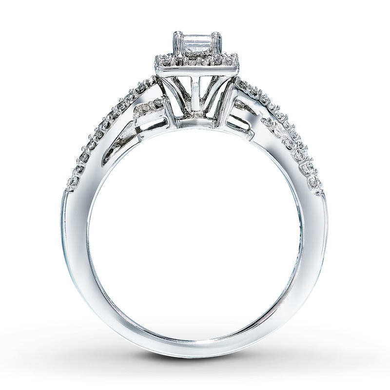 Main Image 2 of Previously Owned Diamond Engagement Ring 1/2 ct tw Princess & Round-cut 14K White Gold - Size 4