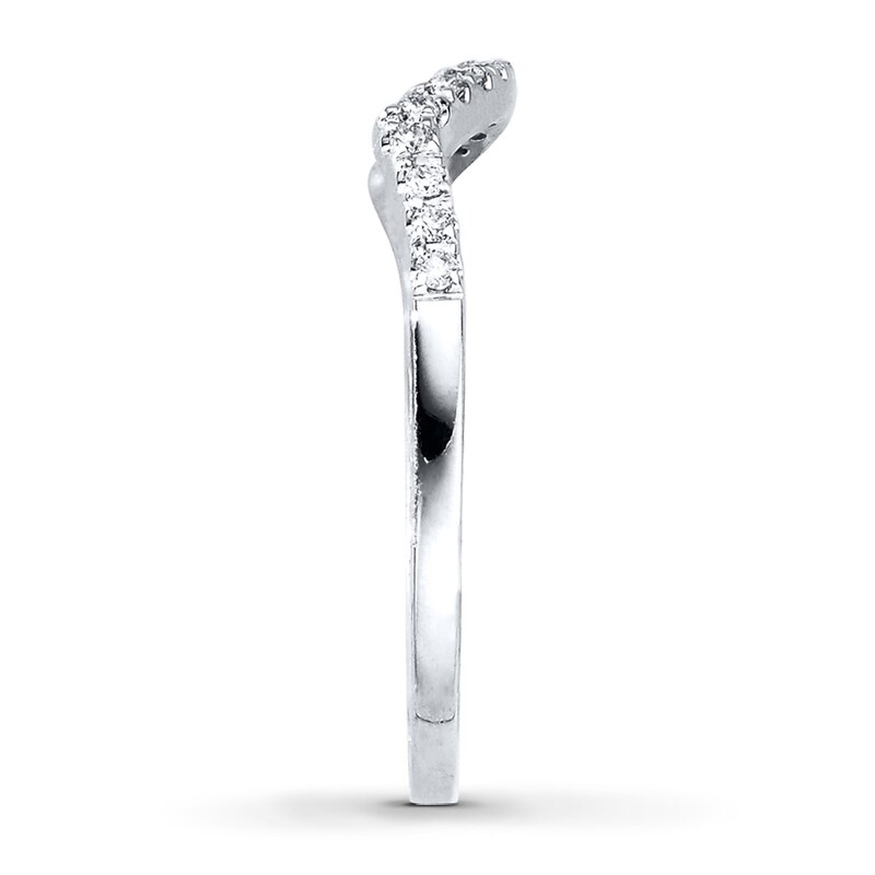 Main Image 3 of Previously Owned Diamond Wedding Band 1/8 ct tw Round-cut 14K White Gold - Size 4.5
