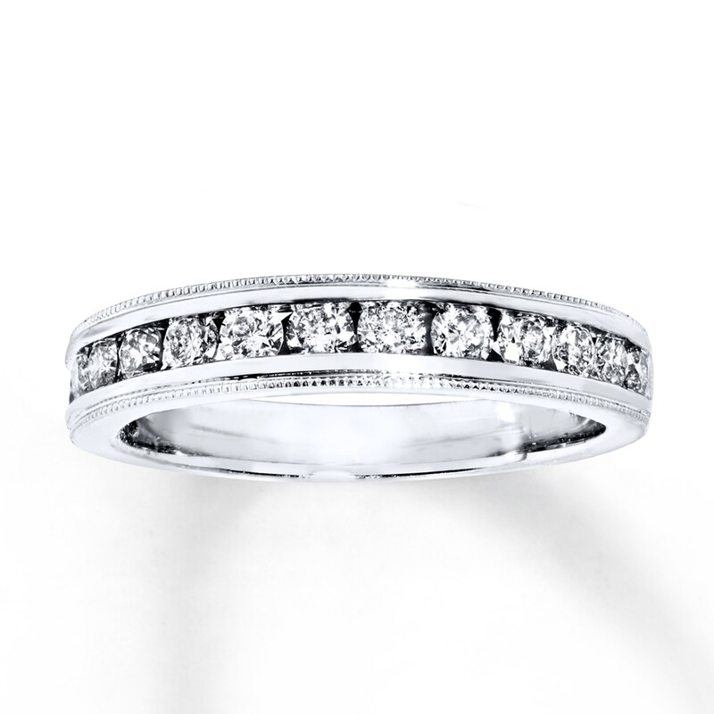 Main Image 1 of Previously Owned Diamond Wedding Band 5/8 ct tw Round-cut 14K White Gold Size 10