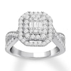 Previously Owned Diamond Engagement Ring 1 ct tw Round & Baguette-cut 14K White Gold