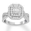 Thumbnail Image 1 of Previously Owned Diamond Engagement Ring 1 ct tw Round & Baguette-cut 14K White Gold Size 9.75