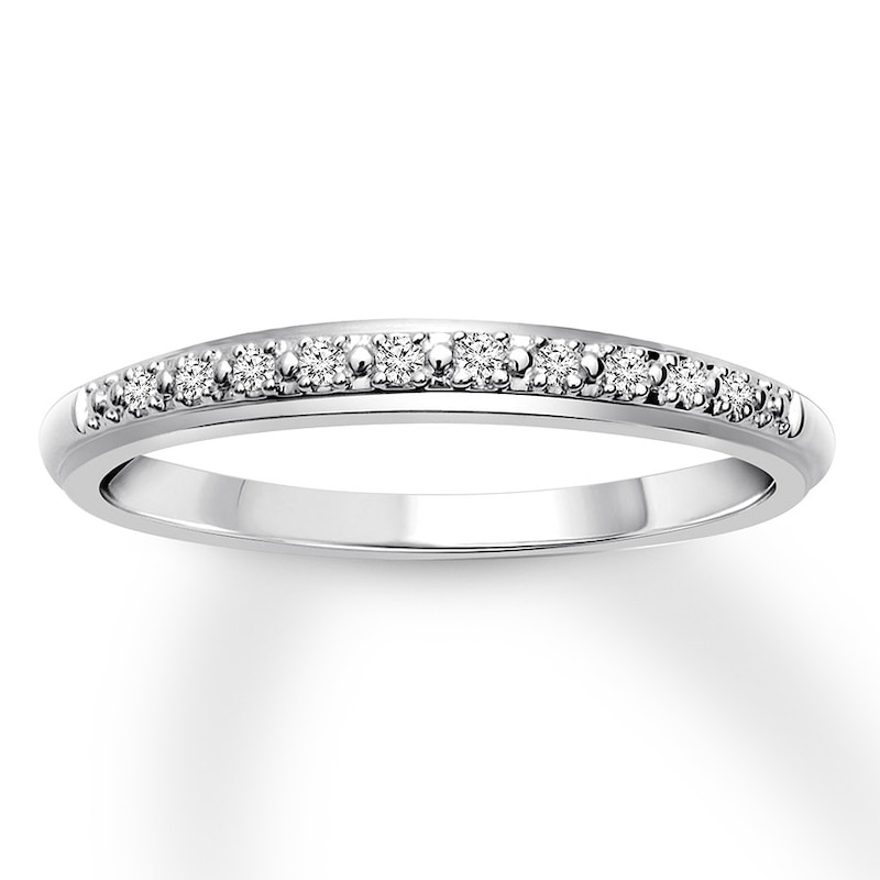 Main Image 1 of Previously Owned Diamond Wedding Band 1/20 ct tw Round-cut 10K White Gold - Size 4.5