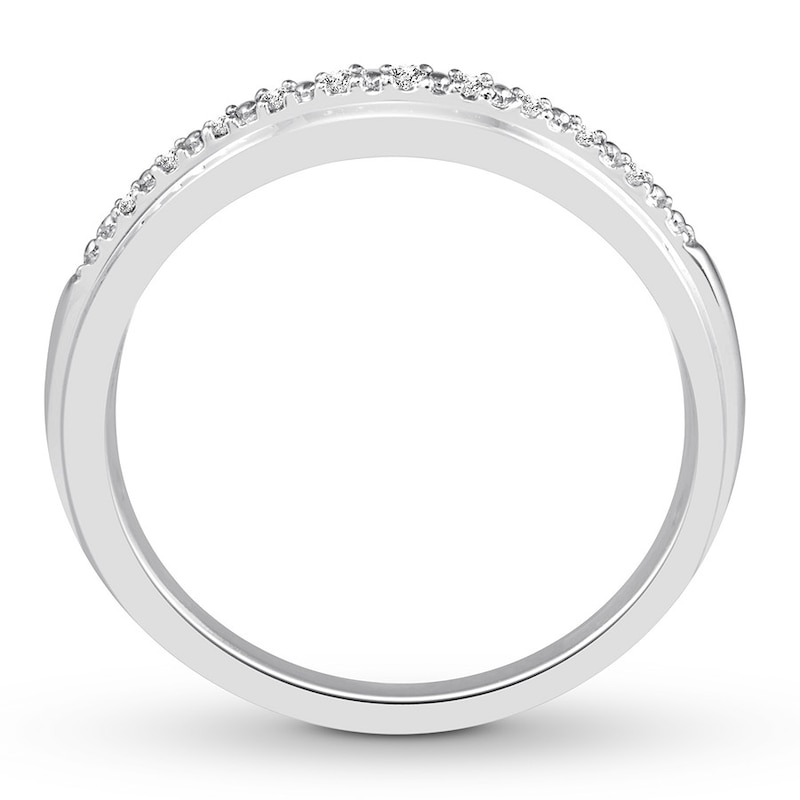 Main Image 2 of Previously Owned Diamond Wedding Band 1/20 ct tw Round-cut 10K White Gold - Size 4.5