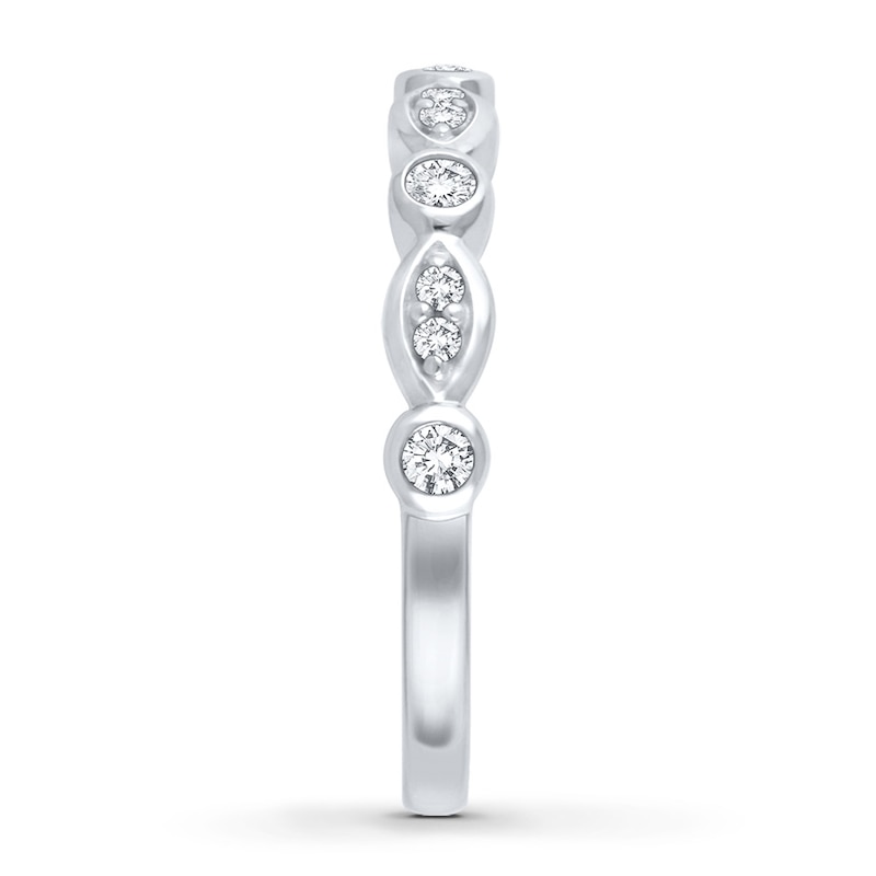 Main Image 3 of Previously Owned Diamond Anniversary Band 1/4 ct tw Round-cut 10K White Gold Size 4.25