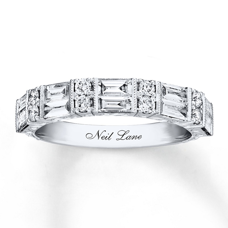 Main Image 1 of Previously Owned Neil Lane Anniversary Band 1 ct tw Baguette & Round-cut Diamond 14K White Gold Size 9