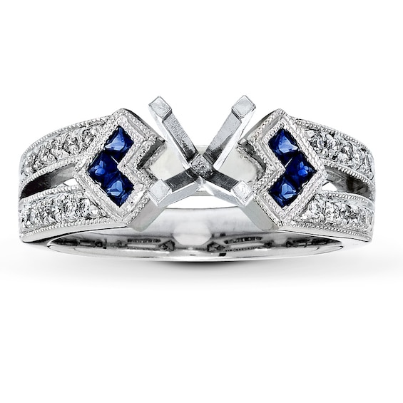 Previously Owned Sapphire Ring Setting 1/6 ct tw Round-cut Diamonds 14K White Gold Size 5