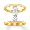 Thumbnail Image 1 of Previously Owned Diamond North South 3-Stone Ring 3/8 ct tw Round-cut 10K Yellow Gold - Size 10.5