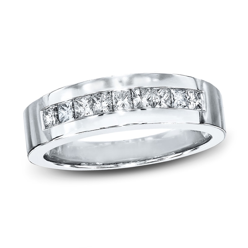 Main Image 1 of Previously Owned Previously Owned Band 5/8 ct tw Square-cut Diamonds 10K White Gold - Size 12.5
