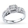 Thumbnail Image 1 of Previously Owned Diamond Engagement Ring 1/2 ct tw Princess & Round-cut 10K White Gold - Size 10