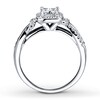 Thumbnail Image 2 of Previously Owned Diamond Engagement Ring 1/2 ct tw Princess & Round-cut 10K White Gold - Size 10