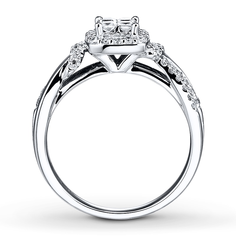 Main Image 2 of Previously Owned Diamond Engagement Ring 1/2 ct tw Princess & Round-cut 10K White Gold - Size 10