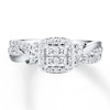 Thumbnail Image 4 of Previously Owned Diamond Engagement Ring 1/2 ct tw Princess & Round-cut 10K White Gold - Size 10