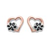 Thumbnail Image 1 of Previously Owned Pet Love Paw Print Earrings Black Diamonds Sterling Silver & 10K Rose Gold
