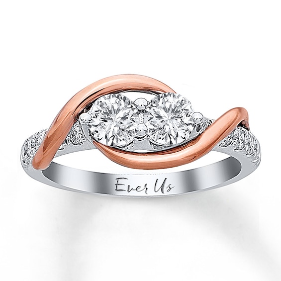Previously Owned Ever Us Two-Stone Anniversary Ring 1 ct tw Round-cut Diamonds 14K Two-Tone Gold