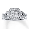 Thumbnail Image 1 of Previously Owned Diamond Engagement Ring 1 ct tw Princess & Round-cut 14K White Gold