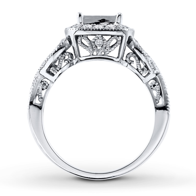 Main Image 2 of Previously Owned Diamond Engagement Ring 1 ct tw Princess & Round-cut 14K White Gold