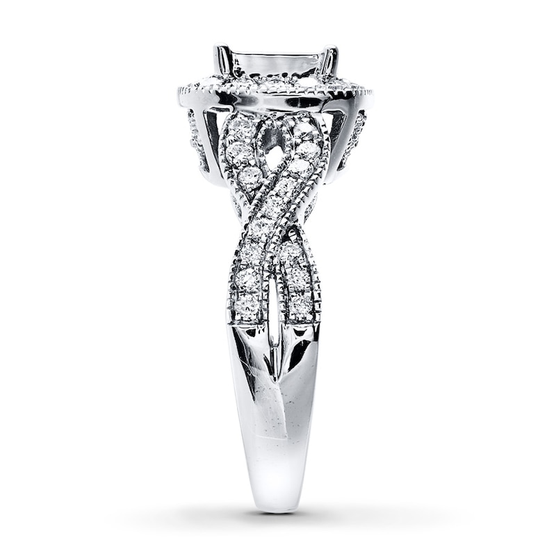 Main Image 3 of Previously Owned Diamond Engagement Ring 1 ct tw Princess & Round-cut 14K White Gold