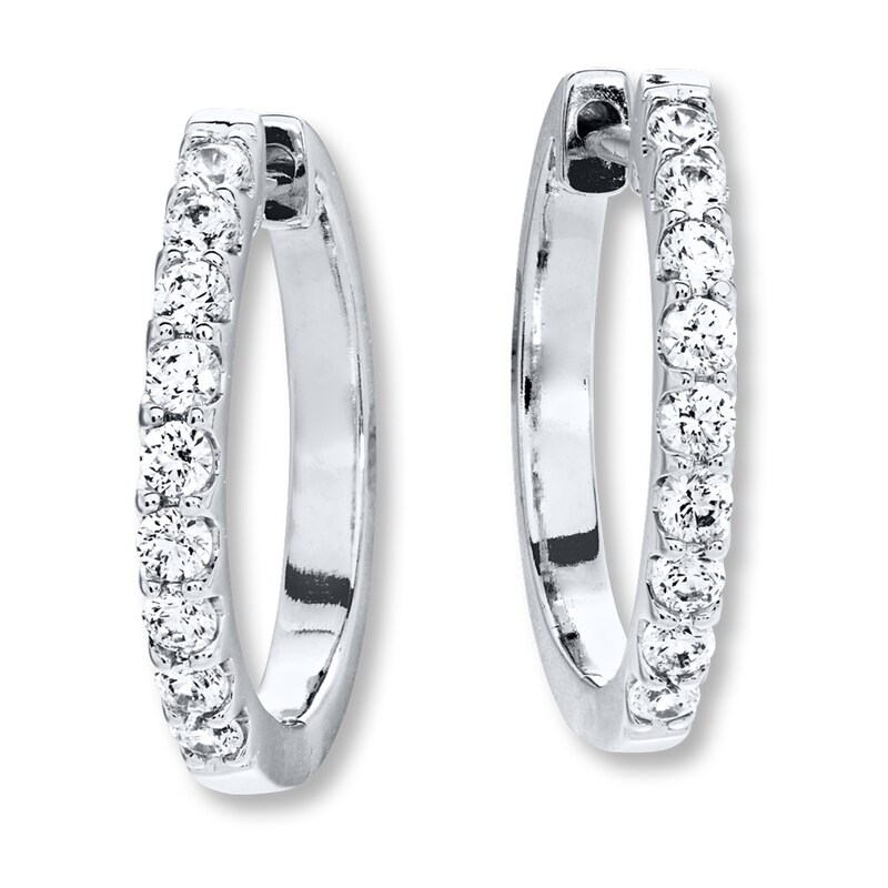 Main Image 1 of Previously Owned Hoop Earrings 1/2 ct tw Diamonds 14K White Gold