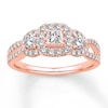 Thumbnail Image 0 of Previously Owned Diamond Engagement Ring 7/8 ct tw Princess & Round-cut 14K Rose Gold