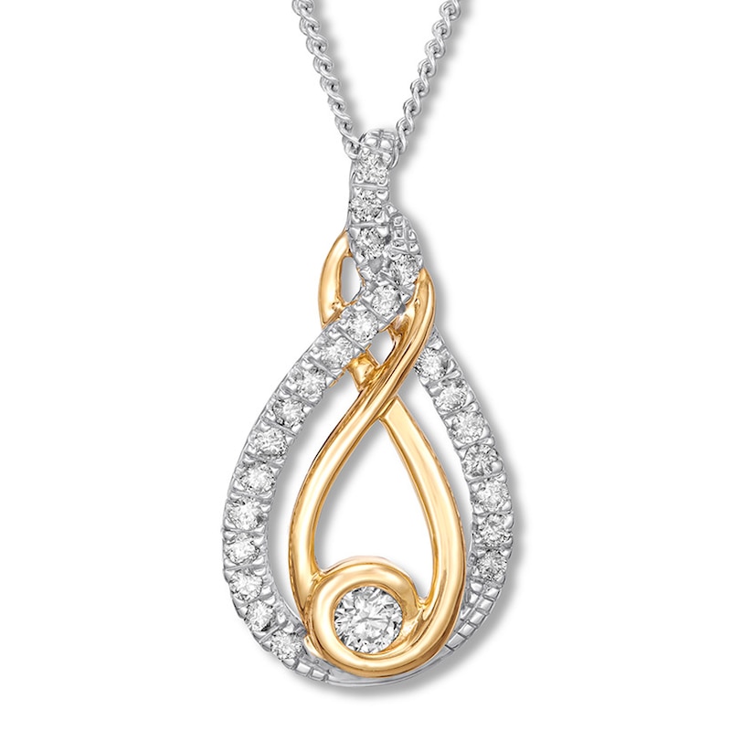 Main Image 1 of Previously Owned Interwoven Diamond Necklace 1/3 ct tw 10K Two-Tone Gold 19&quot;