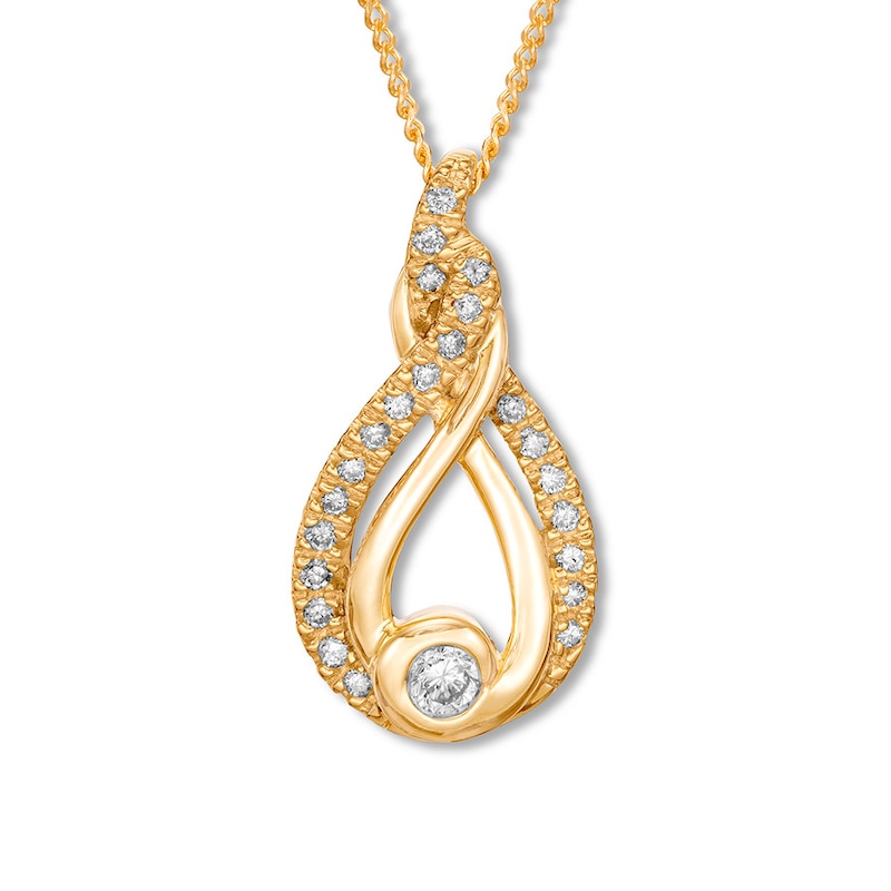 Main Image 1 of Previously Owned Interwoven Diamond Necklace 1/5 ct tw Round-cut 10K Yellow Gold 19"