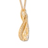 Thumbnail Image 2 of Previously Owned Interwoven Diamond Necklace 1/5 ct tw Round-cut 10K Yellow Gold 19"