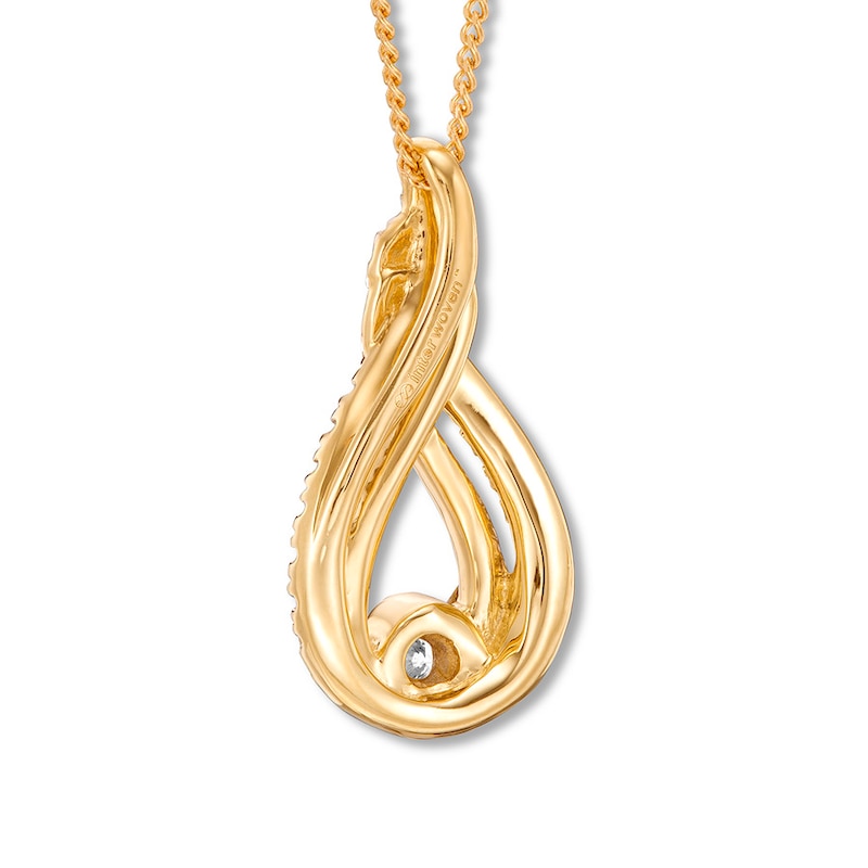 Main Image 4 of Previously Owned Interwoven Diamond Necklace 1/5 ct tw Round-cut 10K Yellow Gold 19"