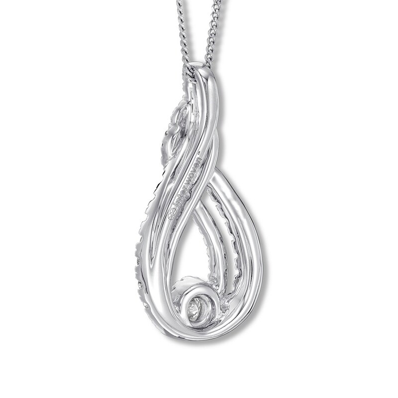Main Image 4 of Previously Owned Interwoven Diamond Necklace 1 ct tw Round-cut 10K White Gold 19"