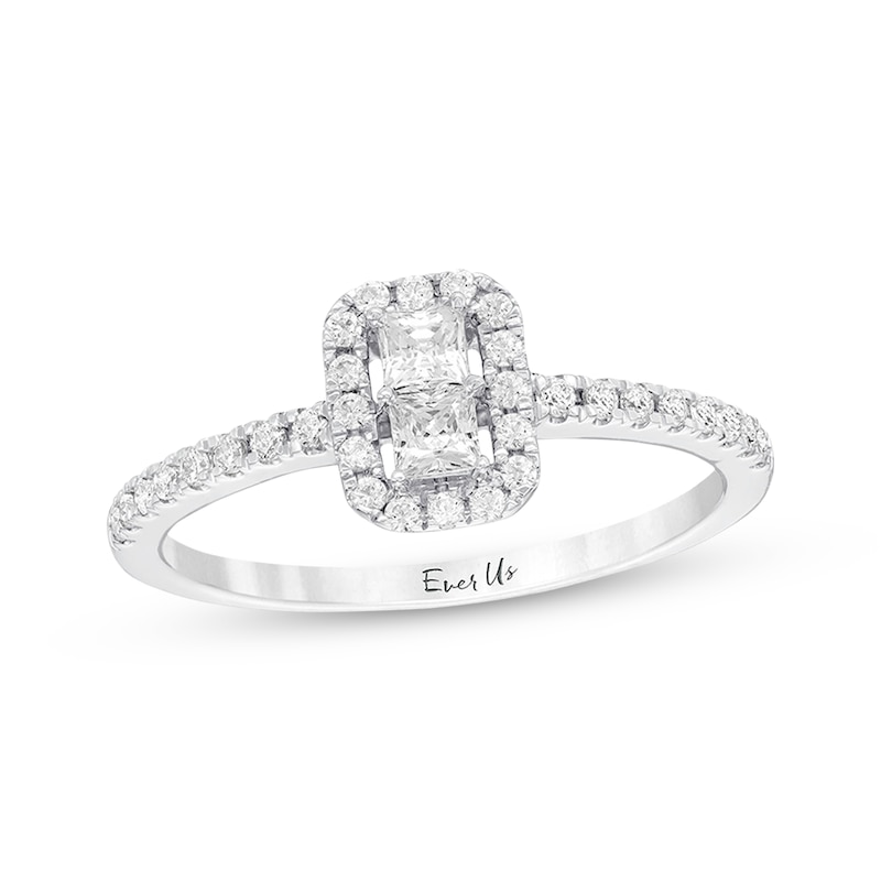 Main Image 1 of Previously Owned Ever Us Diamond Ring 3/8 ct tw Princess/Round 10K White Gold