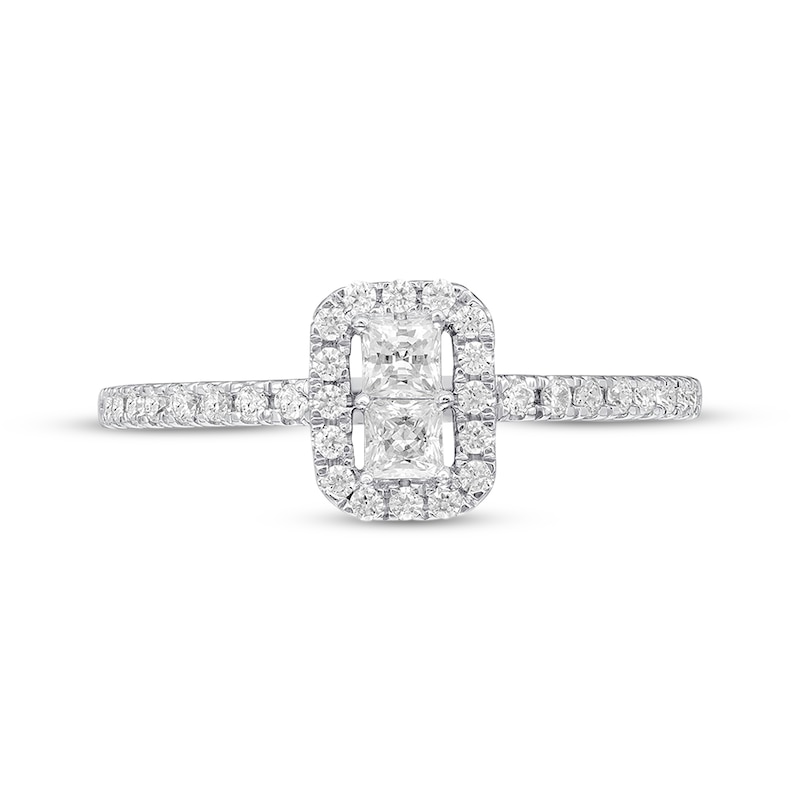 Main Image 4 of Previously Owned Ever Us Diamond Ring 3/8 ct tw Princess/Round 10K White Gold
