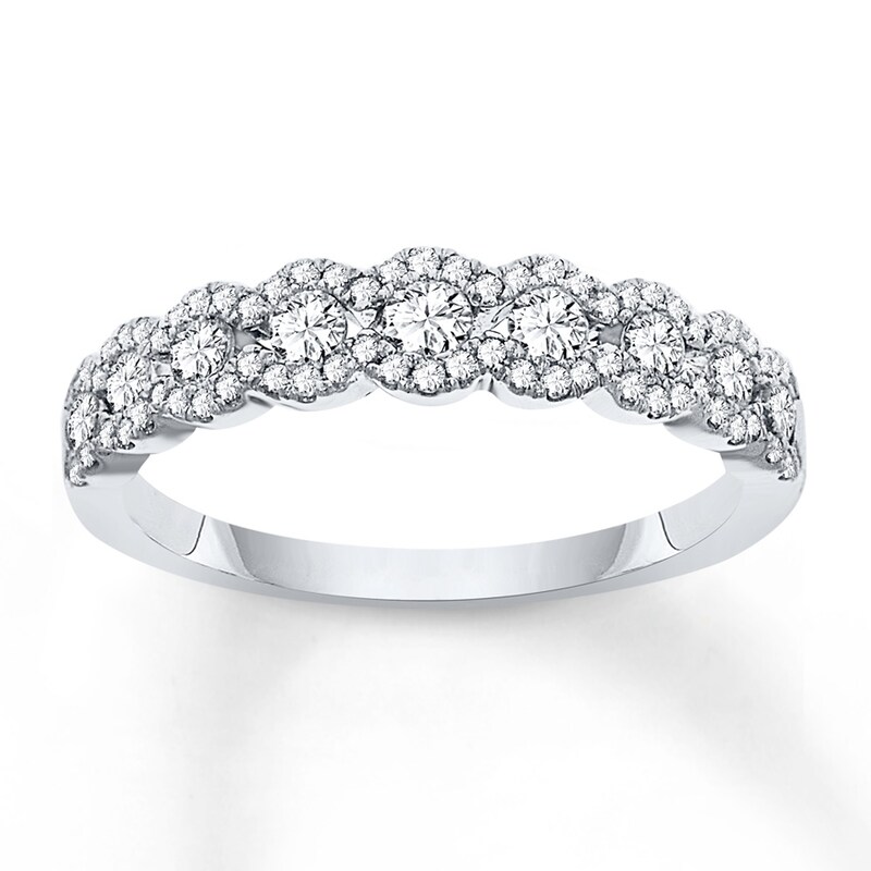 Main Image 1 of Previously Owned Diamond Anniversary Ring 5/8 ct tw Round-cut 14K White Gold