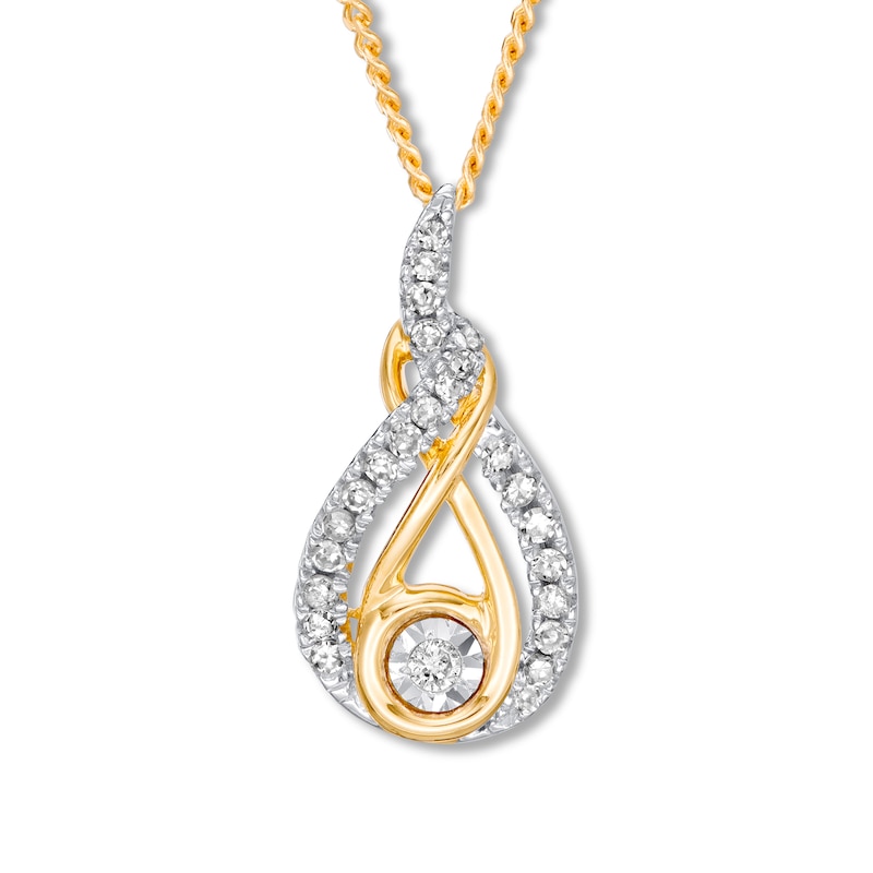 Main Image 1 of Previously Owned Interwoven Diamond Necklace 1/10 ct tw 10K Yellow Gold 19"
