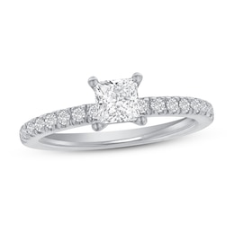 Previously Owned Diamond Engagement Ring 5/8 ct tw Princess/Round 14K White Gold