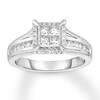 Thumbnail Image 1 of Previously Owned Diamond Engagement Ring 3/4 ct tw Princess & Round-cut 14K White Gold
