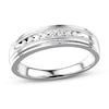 Thumbnail Image 1 of Previously Owned Men's Diamond Wedding Band 1/10 ct tw Round-cut 10K White Gold