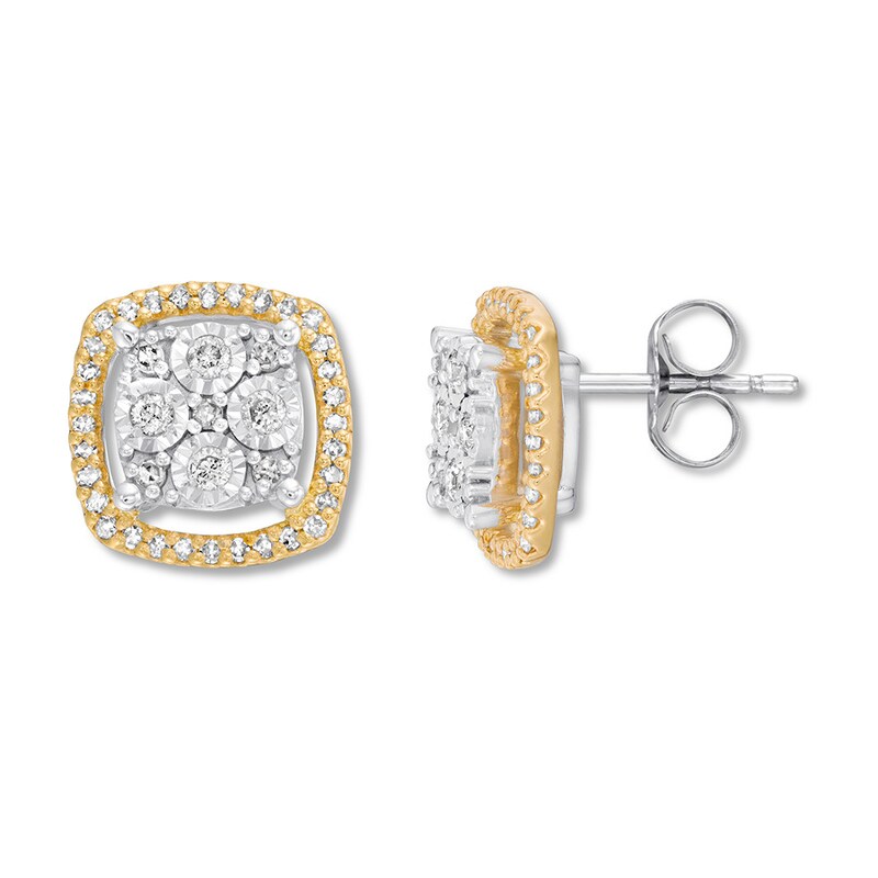 Main Image 1 of Previously Owned Diamond Earrings 1/3 ct tw Round-cut 10K Two-Tone Gold