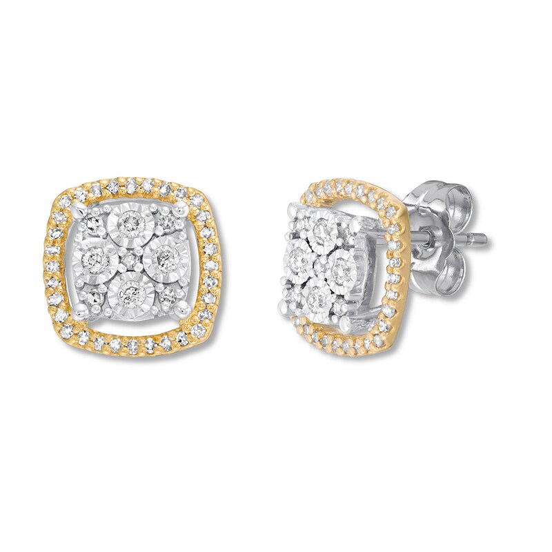 Main Image 2 of Previously Owned Diamond Earrings 1/3 ct tw Round-cut 10K Two-Tone Gold