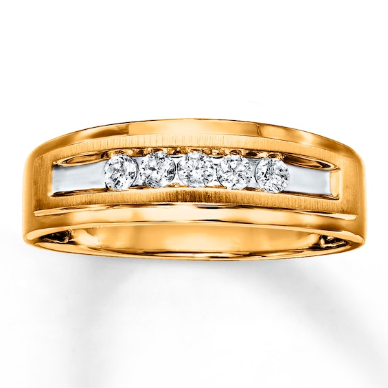 Previously Owned Men's Diamond Wedding Band 1/4 ct tw Round-cut 10K Yellow Gold