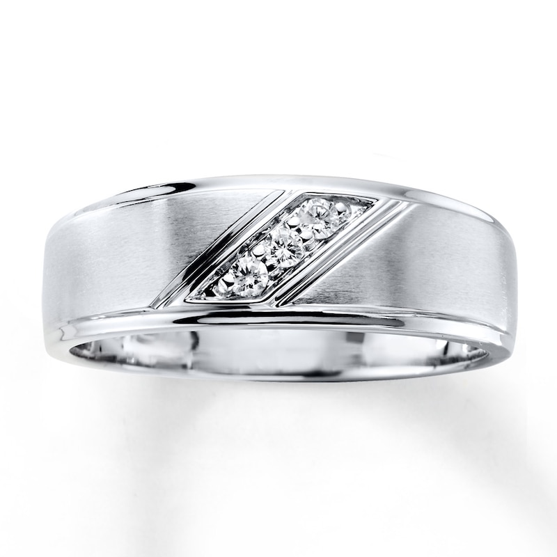 Previously Owned Men's Diamond Wedding Band 1/10 ct tw Round-cut 10K White Gold