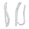 Thumbnail Image 1 of Previously Owned Diamond Earring Climbers 1/10 ct tw Round-cut Sterling Silver