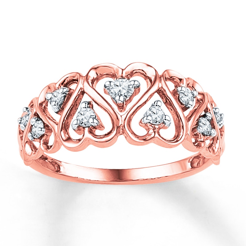Main Image 1 of Previously Owned Heart Ring 1/5 ct tw Round-cut Diamonds 10K Rose Gold
