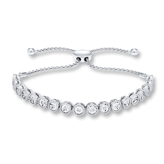 Previously Owned Diamond Bolo Bracelet 1/4 ct tw Round-cut Sterling Silver