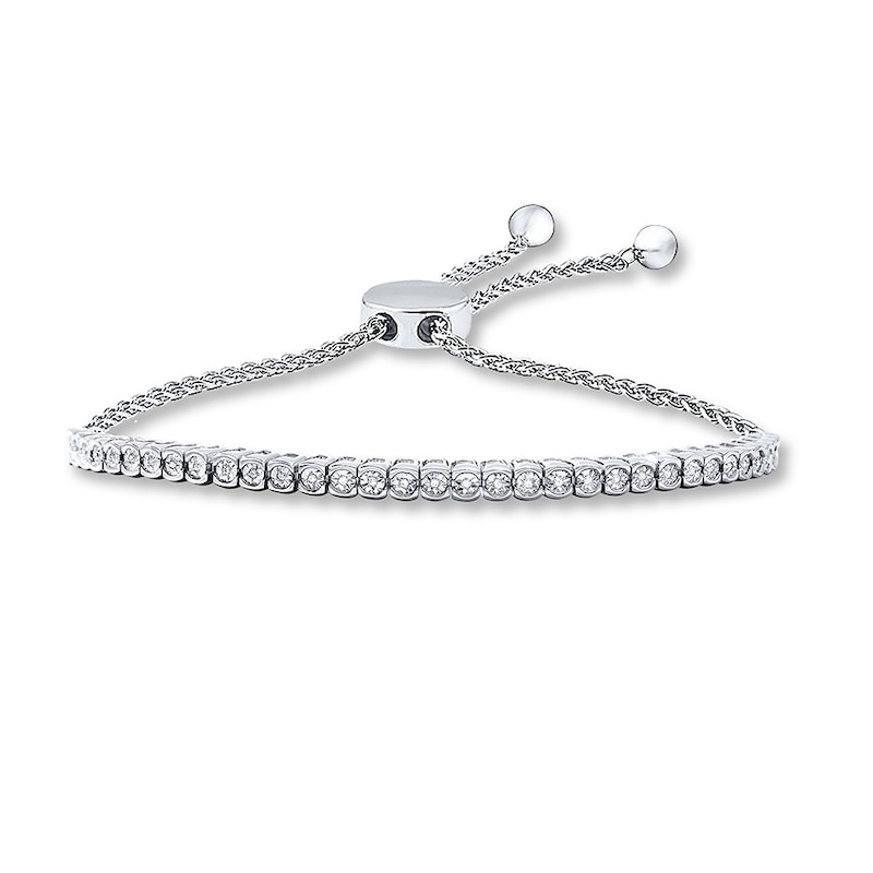Main Image 1 of Previously Owned Diamond Bolo Bracelet Sterling Silver 9.5"
