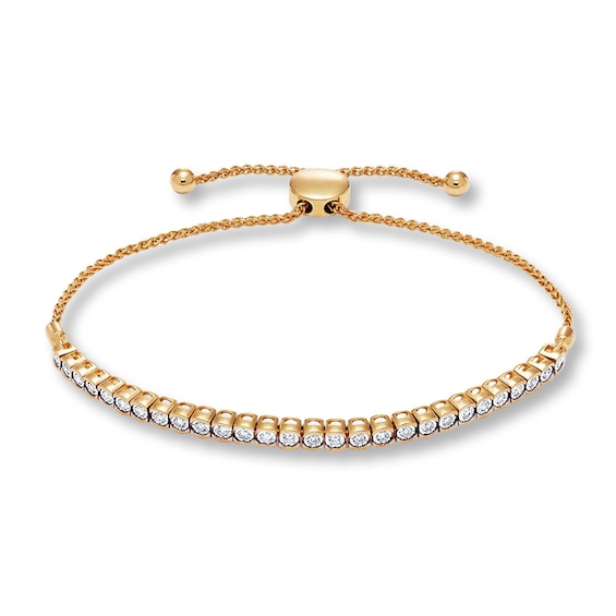 Previously Owned Diamond Bolo Bracelet 1/4 ct tw Round-cut 10K Yellow Gold 9.5"