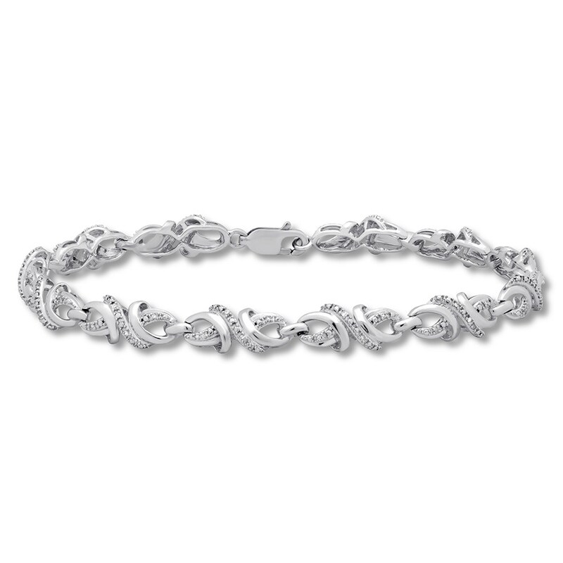 Main Image 1 of Previously Owned Diamond Bracelet 1/10 ct tw Round-cut Sterling Silver