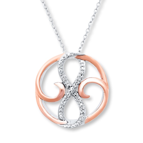 Previously Owned Diamond Infinity Necklace Sterling Silver & 10K Rose Gold