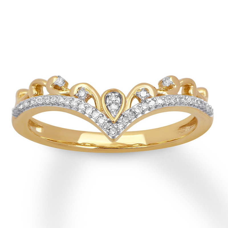 Main Image 1 of Previously Owned Diamond Chevron Ring 1/10 ct tw Round-cut 10K Yellow Gold