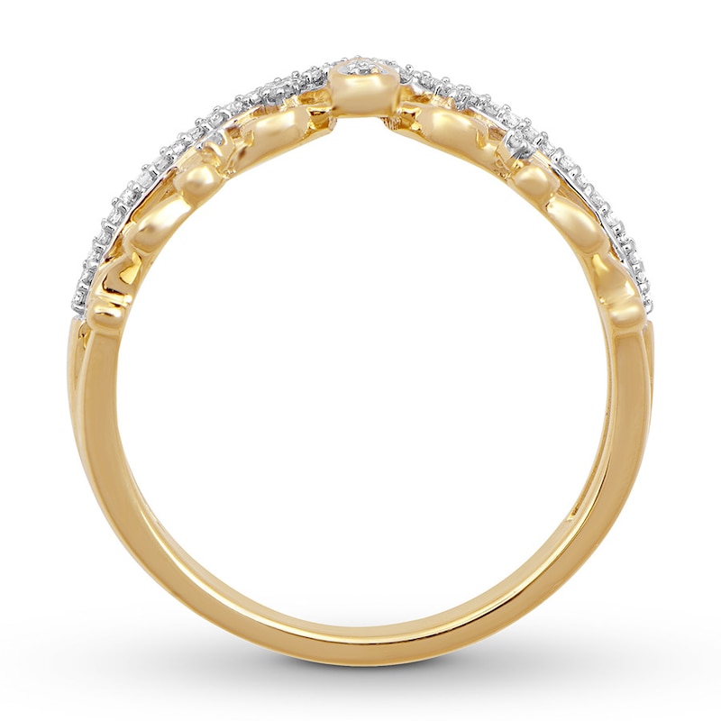 Main Image 2 of Previously Owned Diamond Chevron Ring 1/10 ct tw Round-cut 10K Yellow Gold